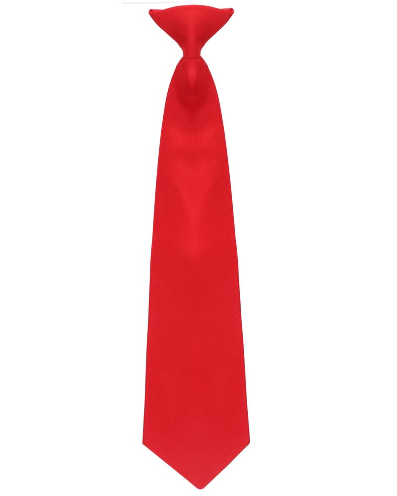 Umo Lorenzo Boys Red Clip on Tie Solid Necktie for Kids Ages 3-5, 6-10 and Toddlers 0-2 - Image 1